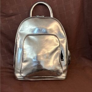 INC International Concepts Silver Metallic Mini Backpack – Chic & Functional